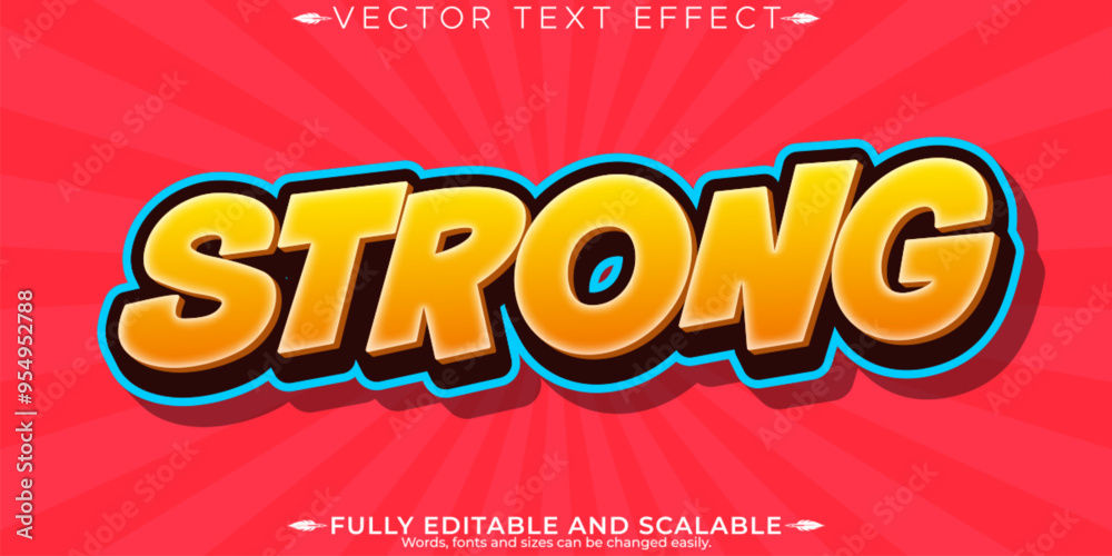 Wall mural strong editable text effect, editable cartoon and hero text style