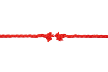 Broken red rope isolated transparent