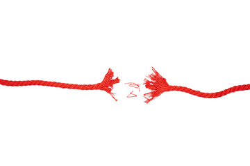 Broken red rope isolated transparent