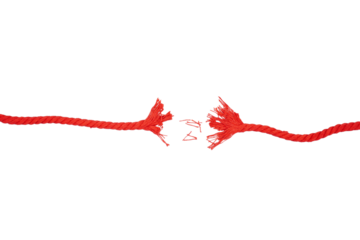 Broken red rope isolated transparent