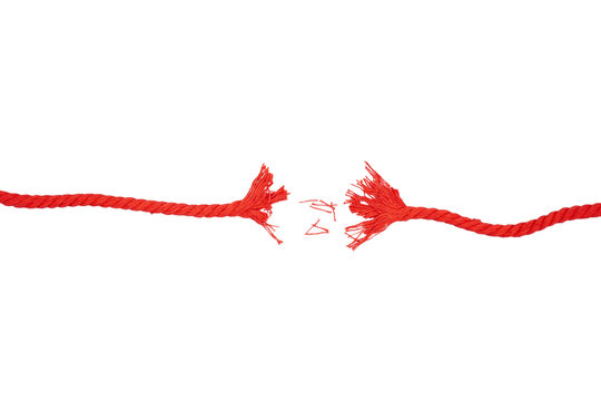 Broken red rope isolated transparent