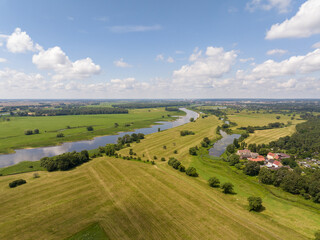Elbe landscape on the Elbe river near Lutherstadt Wittenberg
