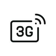 3G sim card isolated icon, 3G technology label vector symbol with editable stroke