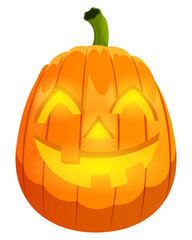 Laughing Jack-o`-lantern - Halloween Tall Pumpkin with Carving Vector Art 