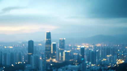 Obraz premium Abstract Blue Cityscape with Bokeh Lights