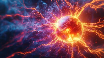 Pulsating plasma orb, with electric tendrils extending outward, dynamic energy, 3D abstract