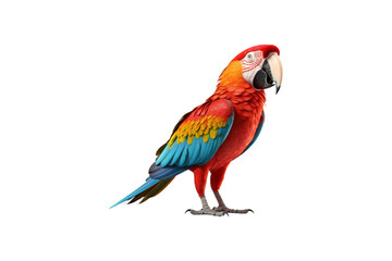 Fototapeta premium A scarlet macaw on a white background. Suitable for animal-themed designs, posters, and educational materials about birds