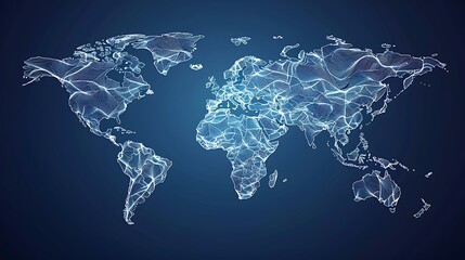 Fototapeta premium Abstract world map with lines.