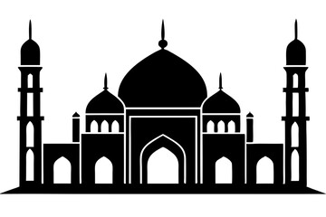islamic mosque silhouette vector, black silhouette mosque vector illustration