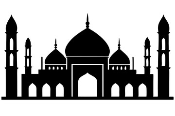 islamic mosque silhouette vector, black silhouette mosque vector illustration