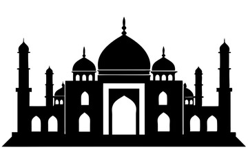 islamic mosque silhouette vector, black silhouette mosque vector illustration