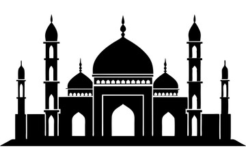 islamic mosque silhouette vector, black silhouette mosque vector illustration