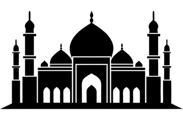 islamic mosque silhouette vector, black silhouette mosque vector illustration