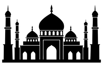 islamic mosque silhouette vector, black silhouette mosque vector illustration