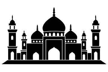 islamic mosque silhouette vector, black silhouette mosque vector illustration