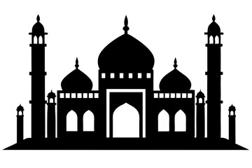 islamic mosque silhouette vector, black silhouette mosque vector illustration