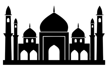 islamic mosque silhouette vector, black silhouette mosque vector illustration