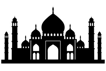 islamic mosque silhouette vector, black silhouette mosque vector illustration