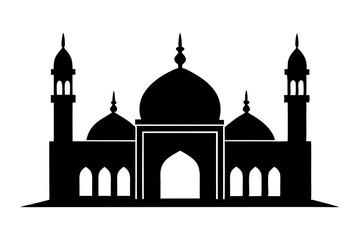islamic mosque silhouette vector, black silhouette mosque vector illustration