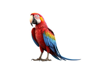 Fototapeta premium A scarlet macaw on a white background. Suitable for animal-themed designs, posters, and educational materials about birds
