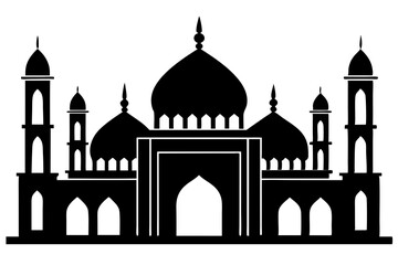 islamic mosque silhouette vector, black silhouette mosque vector illustration