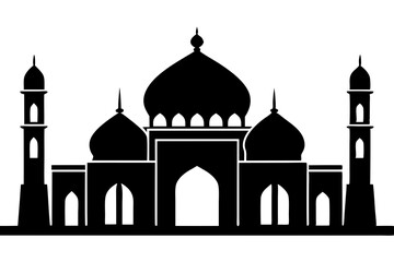 islamic mosque silhouette vector, black silhouette mosque vector illustration