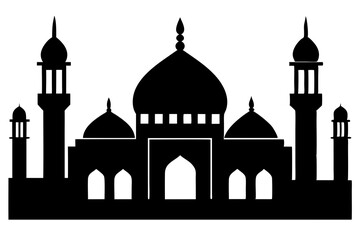 islamic mosque silhouette vector, black silhouette mosque vector illustration