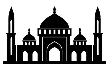 islamic mosque silhouette vector, black silhouette mosque vector illustration