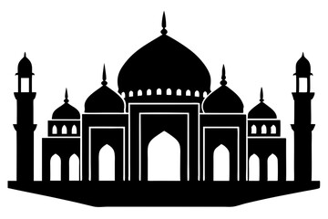 islamic mosque silhouette vector, black silhouette mosque vector illustration