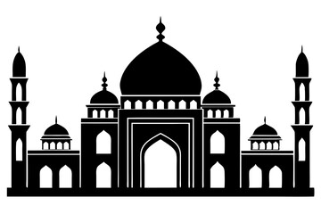 islamic mosque silhouette vector, black silhouette mosque vector illustration