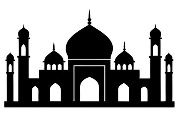 islamic mosque silhouette vector, black silhouette mosque vector illustration