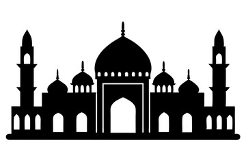 islamic mosque silhouette vector, black silhouette mosque vector illustration