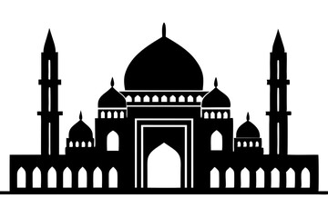 islamic mosque silhouette vector, black silhouette mosque vector illustration