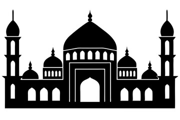 islamic mosque silhouette vector, black silhouette mosque vector illustration