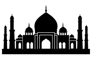 islamic mosque silhouette vector, black silhouette mosque vector illustration