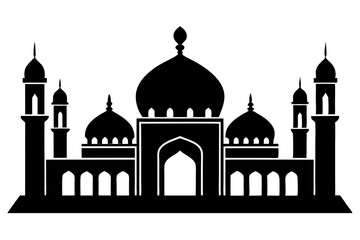 islamic mosque silhouette vector, black silhouette mosque vector illustration