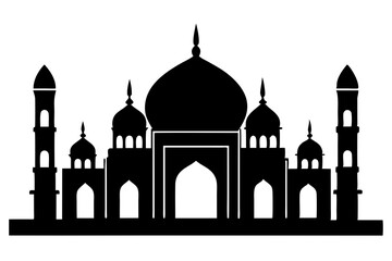 isolated black silhouette of a mosques collection, black silhouette mosque vector illustration