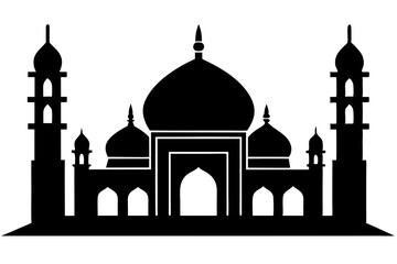 isolated black silhouette of a mosques collection, black silhouette mosque vector illustration