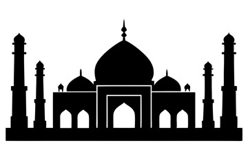 isolated black silhouette of a mosques collection, black silhouette mosque vector illustration
