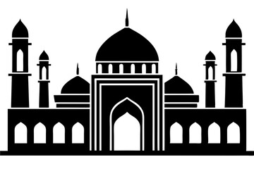 isolated black silhouette of a mosques collection, black silhouette mosque vector illustration