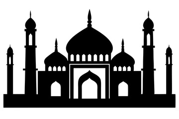 isolated black silhouette of a mosques collection, black silhouette mosque vector illustration