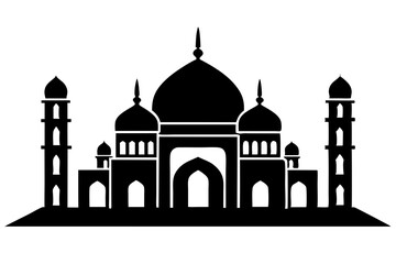 isolated black silhouette of a mosques collection, black silhouette mosque vector illustration