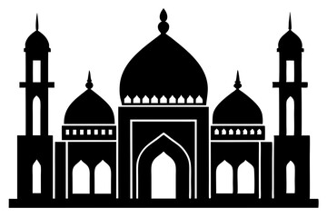 isolated black silhouette of a mosques collection, black silhouette mosque vector illustration