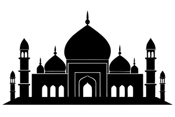 isolated black silhouette of a mosques collection, black silhouette mosque vector illustration