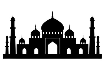 isolated black silhouette of a mosques collection, black silhouette mosque vector illustration