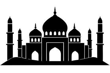 isolated black silhouette of a mosques collection, black silhouette mosque vector illustration
