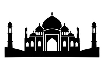 isolated black silhouette of a mosques collection, black silhouette mosque vector illustration