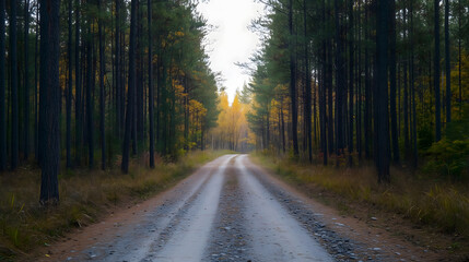 Fototapeta premium A winding dirt road through a forest.