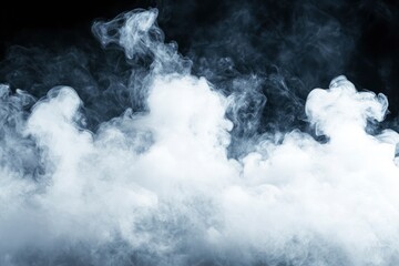 Fototapeta premium Collection of close-up shots of abstract white steam or smoke. White cloudiness from moisture spray Isolated on a black background , ai