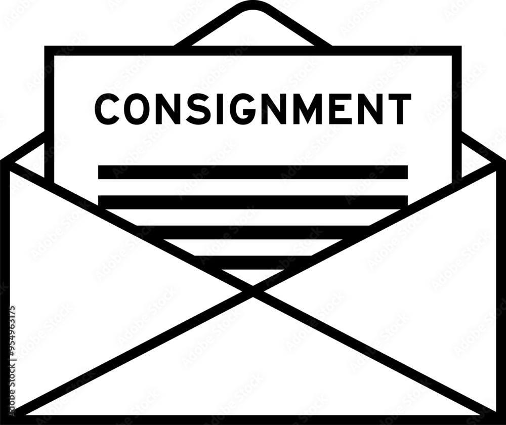 Poster envelope and letter sign with word consignment as the headline